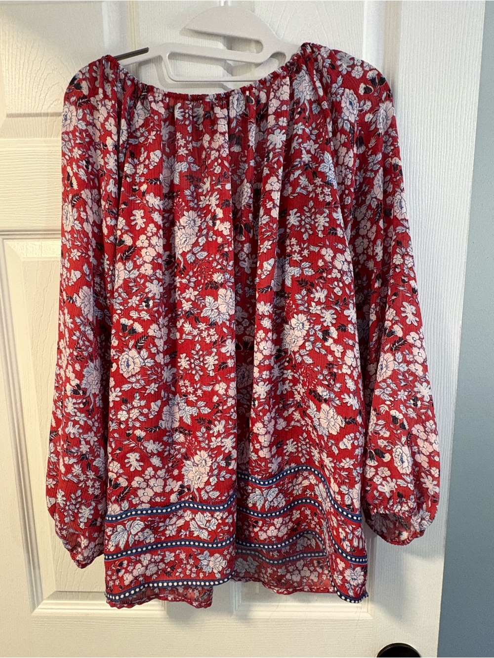 Chaps - Red Floral Boho Peasant Tunic - XXL - Picture 5 of 7